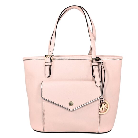 Michael Kors Jet Set Multifunction Pocket Light Pink Lined Saffiano Tote Bag - Picture 1 of 11